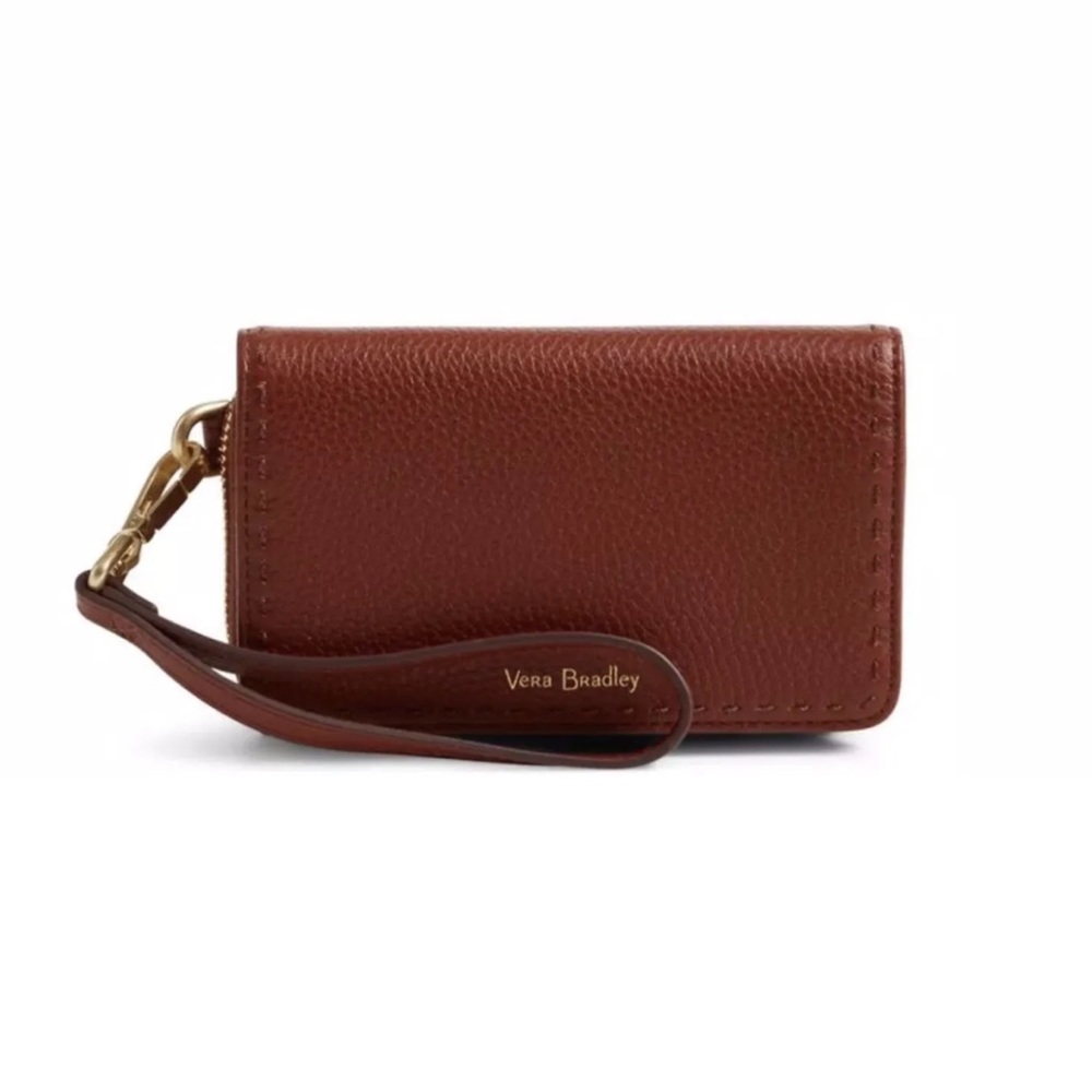 Vera Bradley Leather RFID Mallory Smartphone Wristlet Mesa Brown